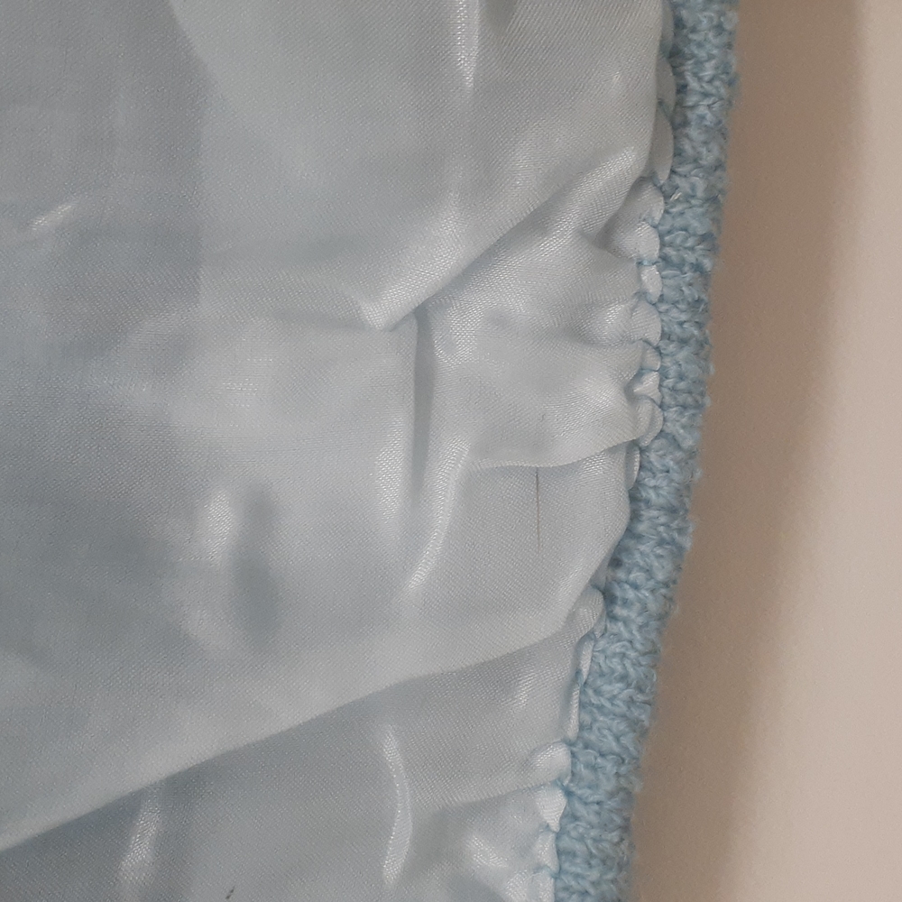 Vintage 1950's/60's BLUE WOOL KNIT Pearl Beaded Sweater Blouse Top - Picture 10 of 10